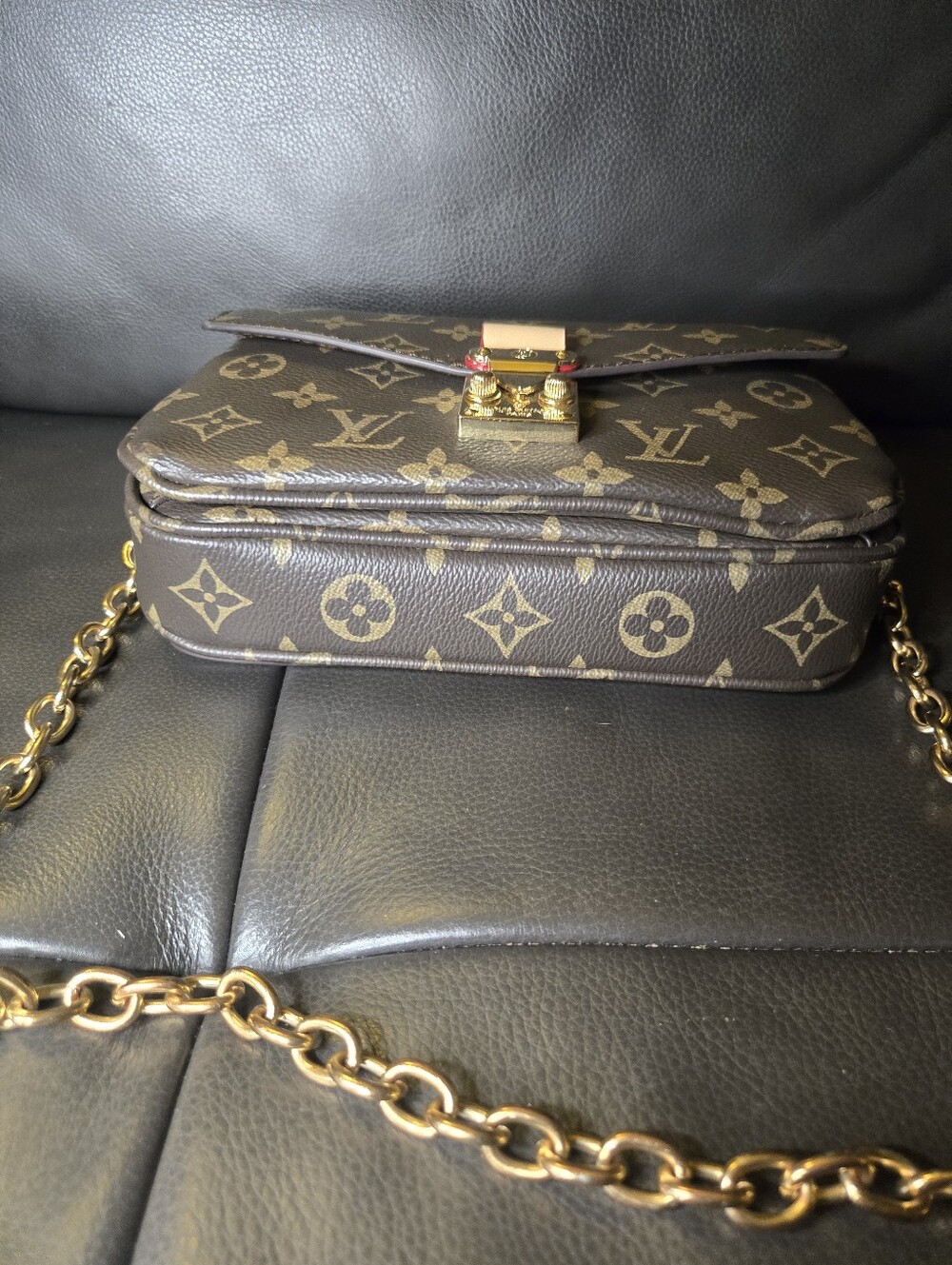 Monogram Canvas Crossbody with Gold Chain - Picture 3 of 5
